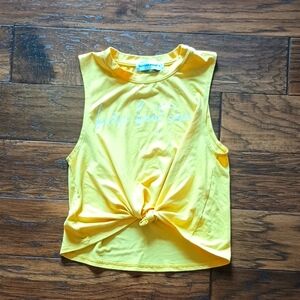 Yellow Sleeveless Graphic Top